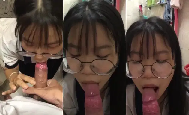 Đưa bé nữ sinh tan học về nhà em chưa kịp thay đồ đã bú cu nuốt tinh trong wc phòng em